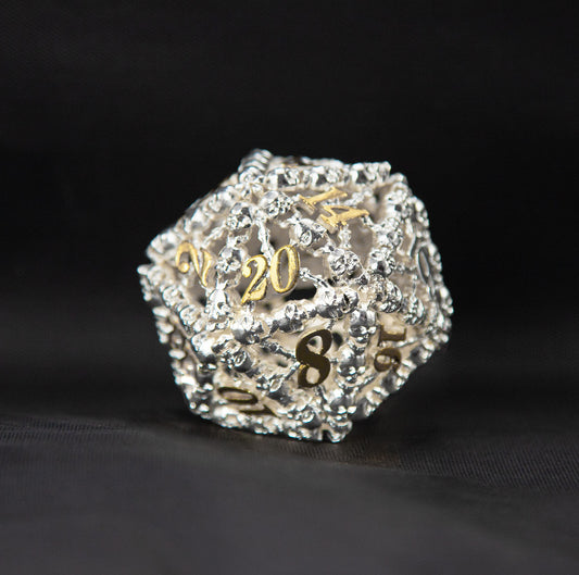Hollow White Jade D20 — 41 mm