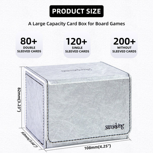 TCG Deck Box Fits 100+ yvek® (Horizontal,Silver)