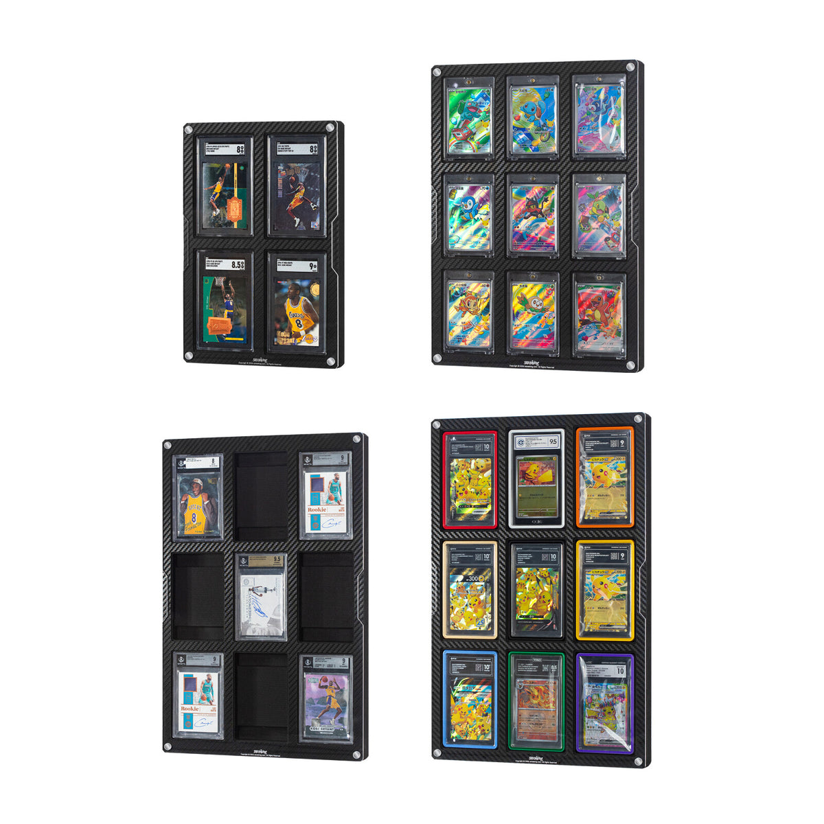 Carbon Fiber Finish Card Display Frame – 4 & 9 Slots
