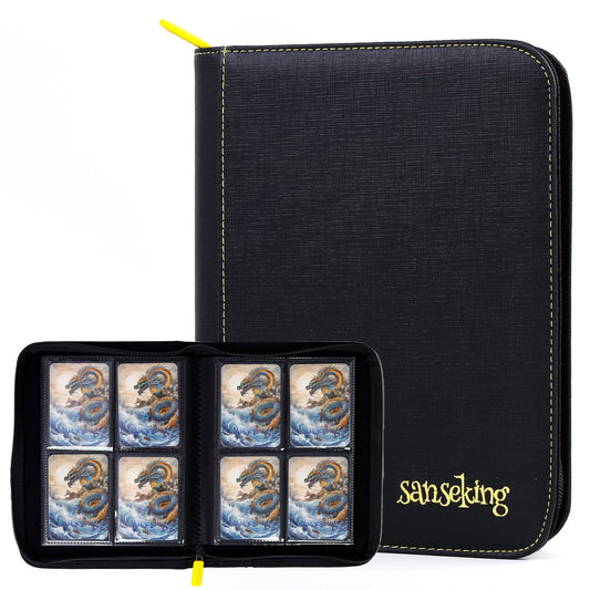 Black Grid 4/9/12-Pocket PU Binder with Waffle Pages