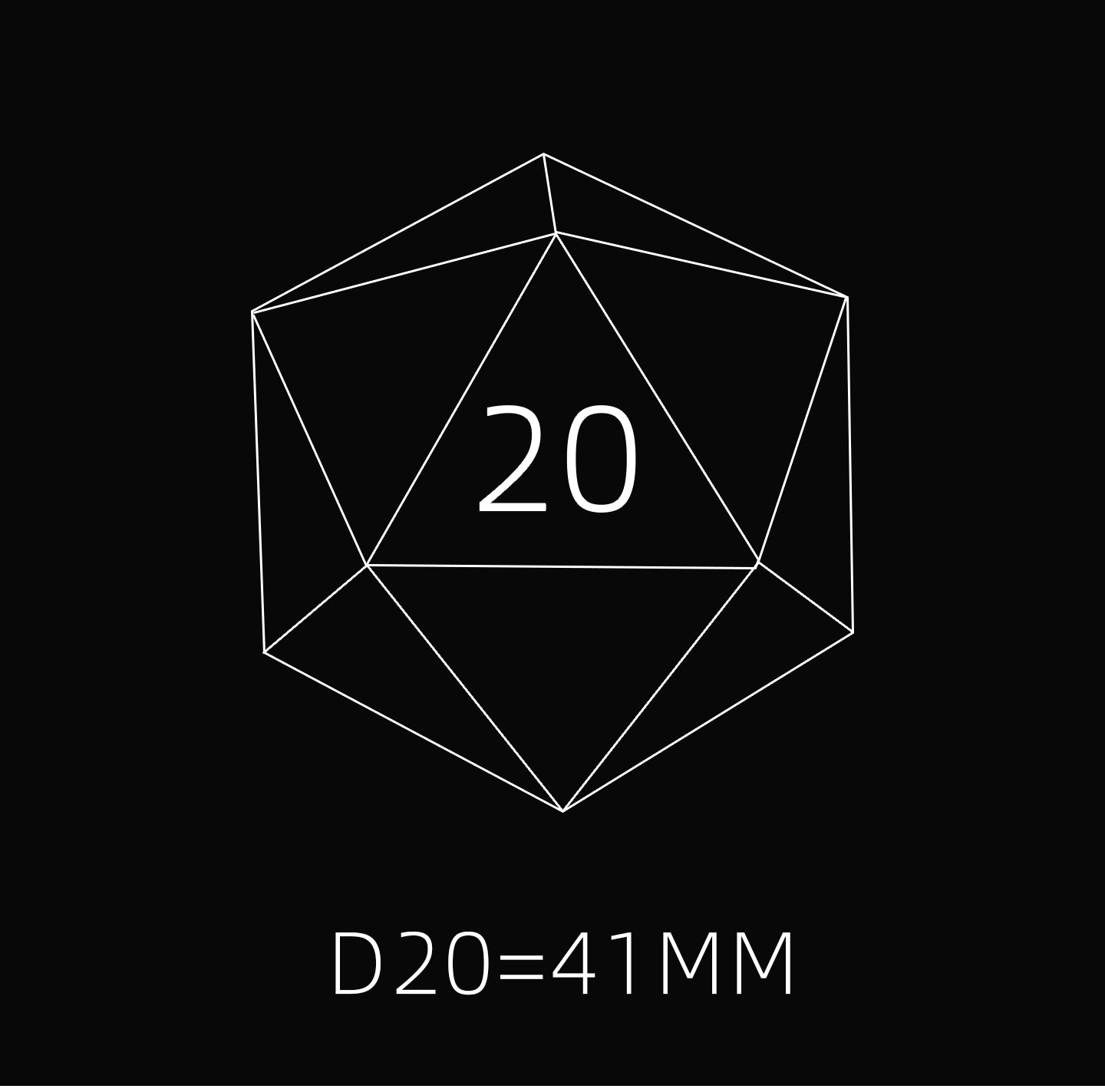 Hollow White Jade D20 — 41 mm
