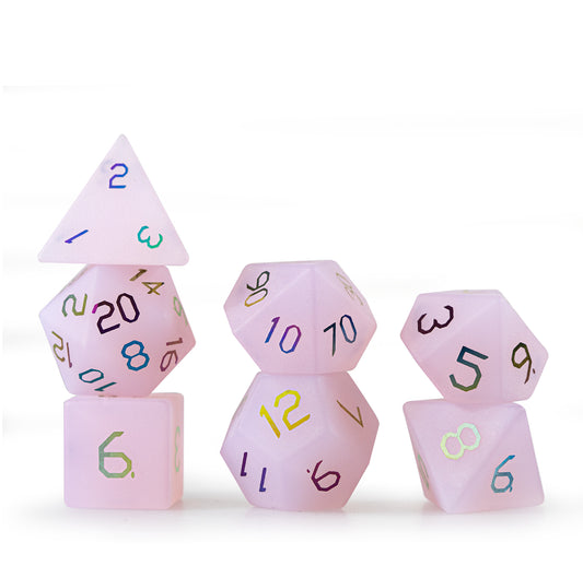 Rose Opaline Plated 7-Piece Polyhedral Dice Set
