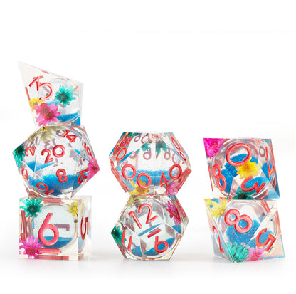 Azure Bloom Reverie 7-Piece Polyhedral Dice Set