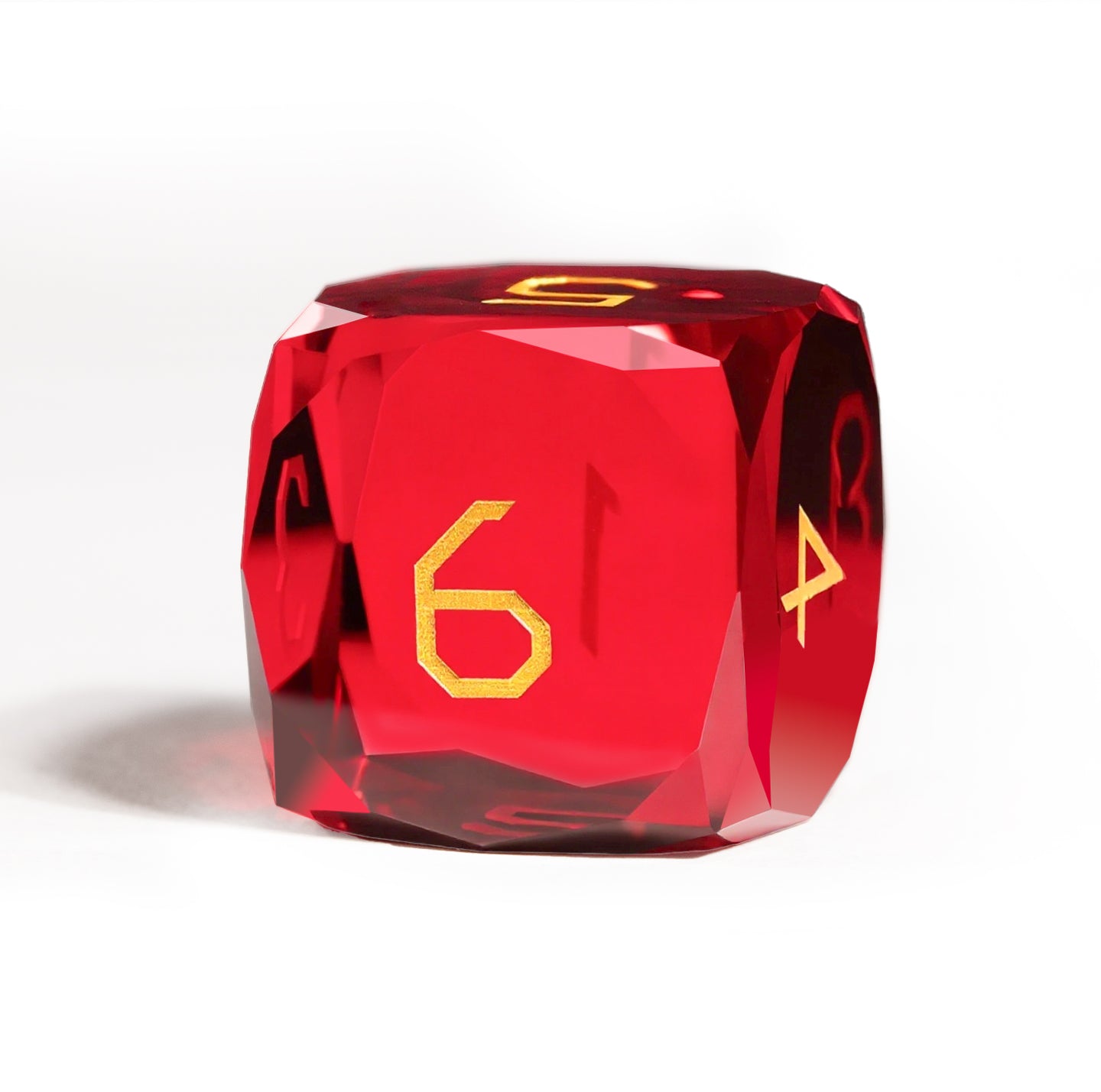 Red Crystal Diamond-Cut 7-Piece Dice Set
