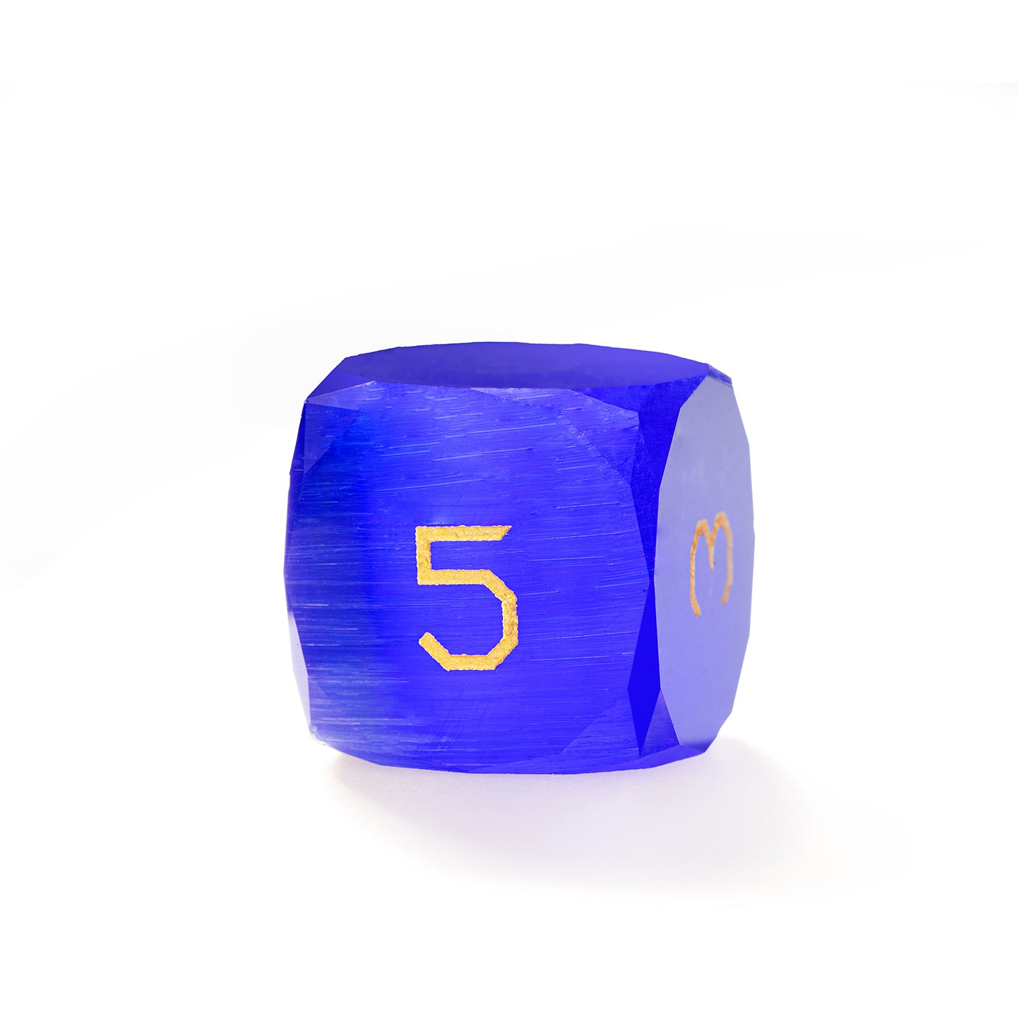 Royal Blue Cat’s Eye Crystal Diamond-Cut 7-Piece Dice Set