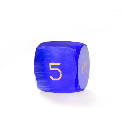Royal Blue Cat’s Eye Crystal Diamond-Cut 7-Piece Dice Set