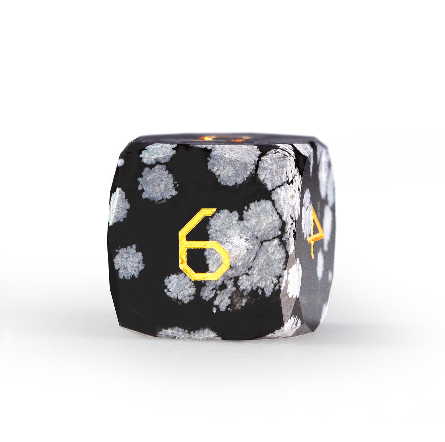 Snowflake Obsidian Diamond-Cut 7-Piece Dice Set