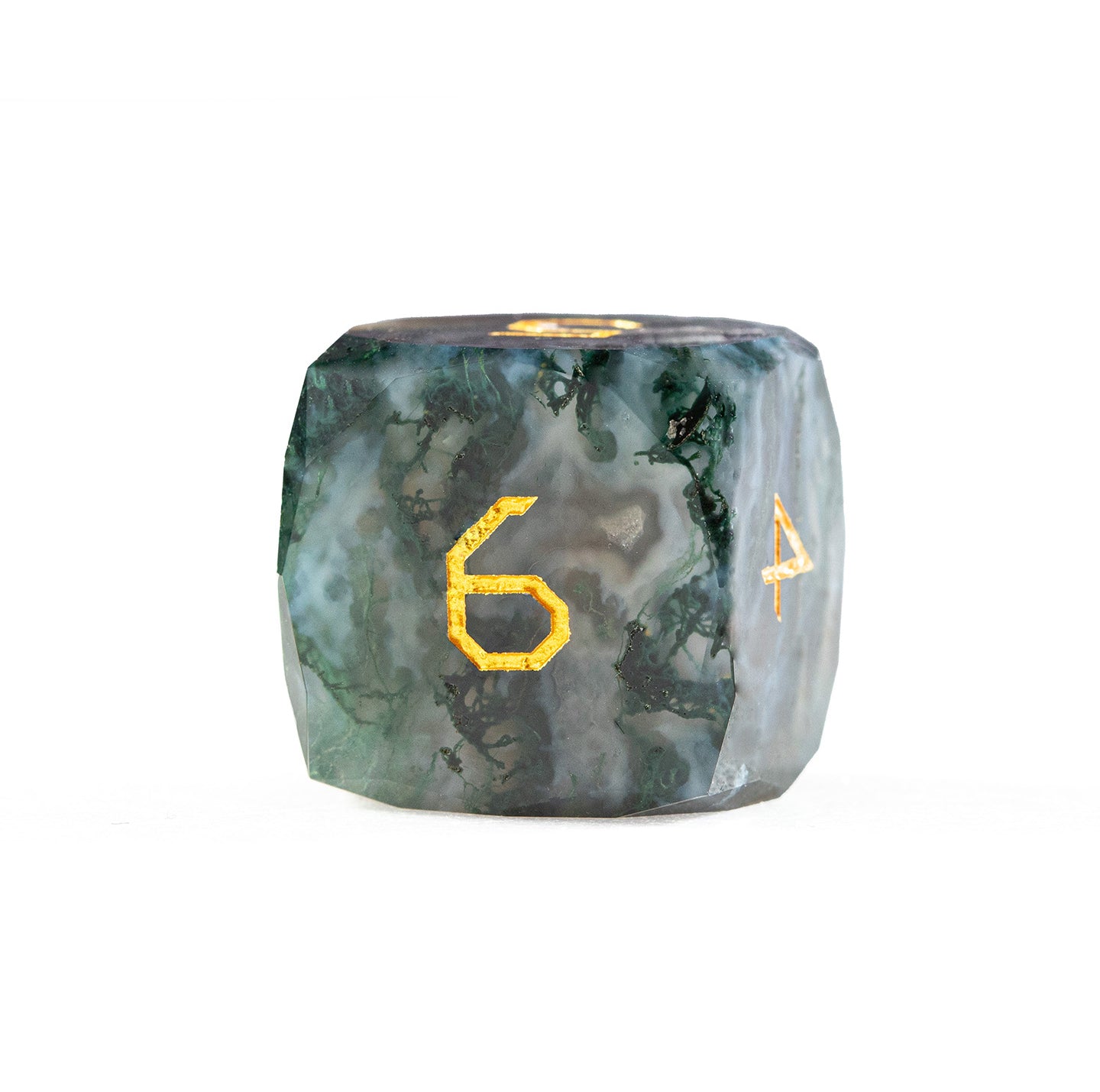 Moss Agate Diamond-Cut 7-Piece Dice Set