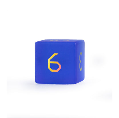 Royal Blue Plated Glass 7-Piece Polyhedral Dice Set