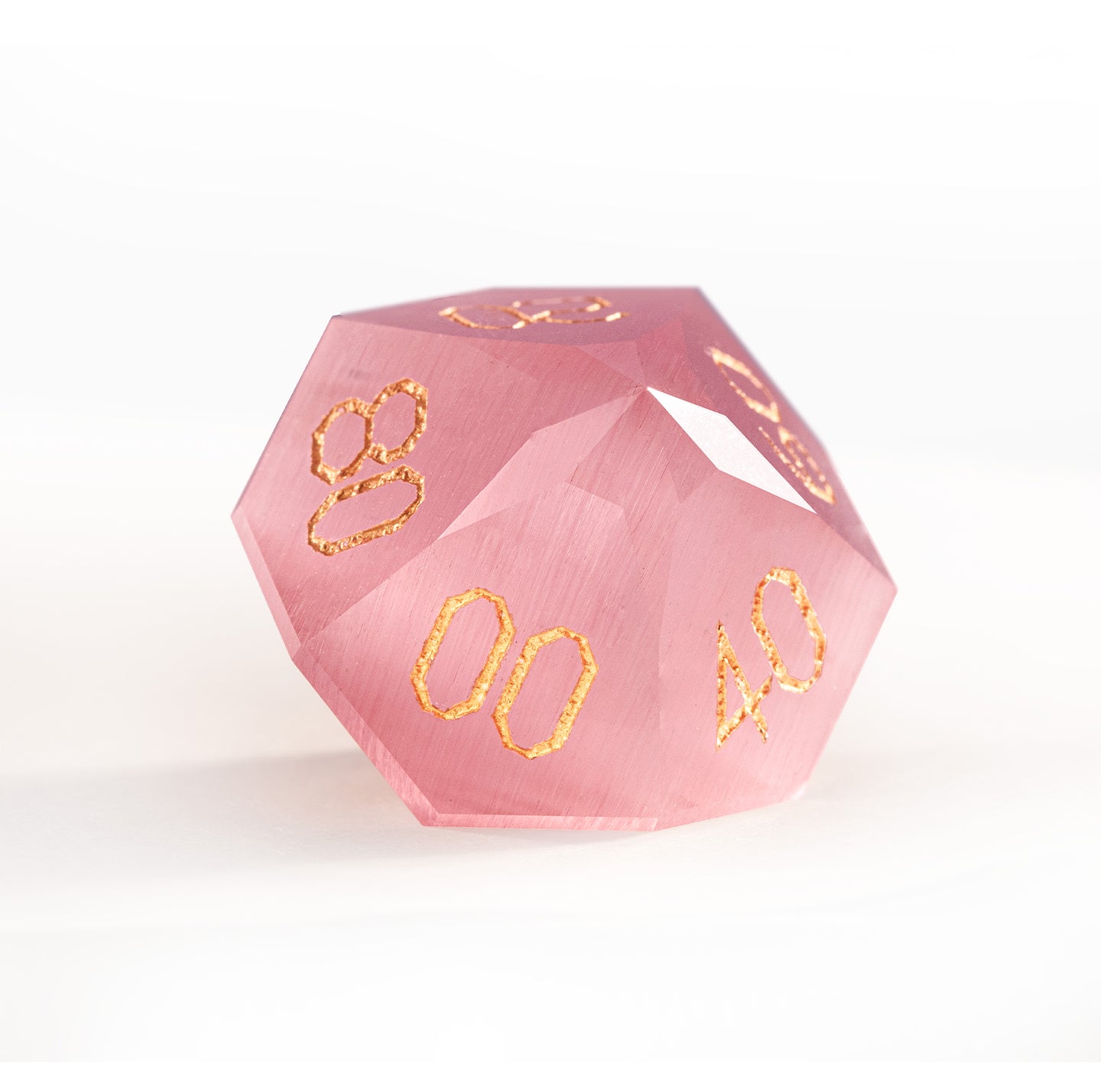 Pink Cat’s Eye Crystal Diamond-Cut 7-Piece Dice Set