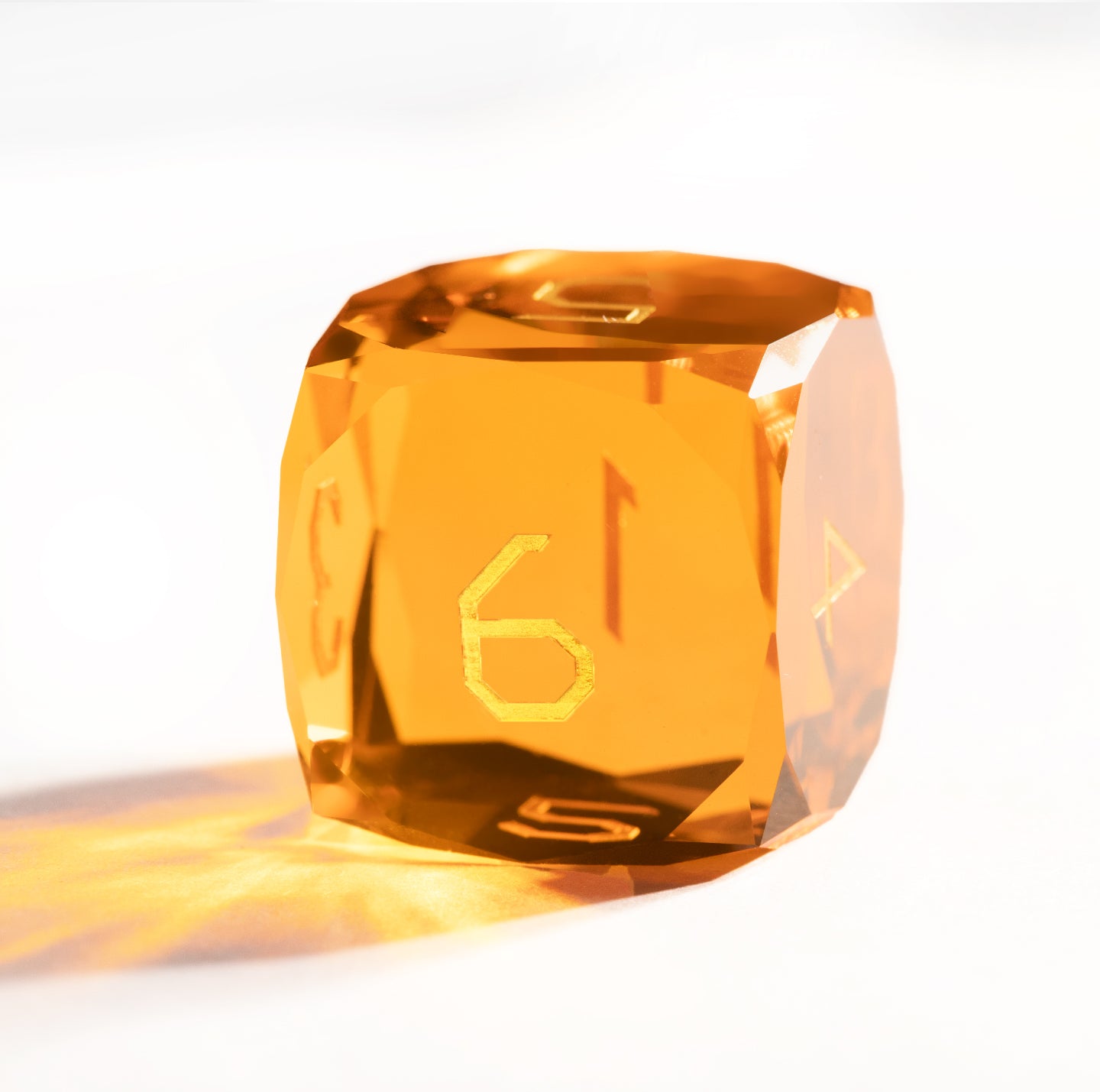 Orange Crystal Diamond-Cut 7-Piece Dice Set