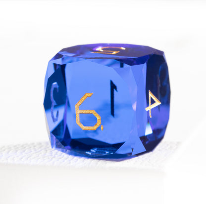 Royal Blue Crystal Diamond-Cut 7-Piece Dice Set