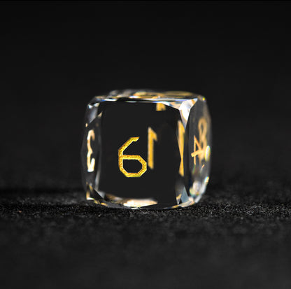 White Glass Diamond-Cut 7-Piece Dice Set