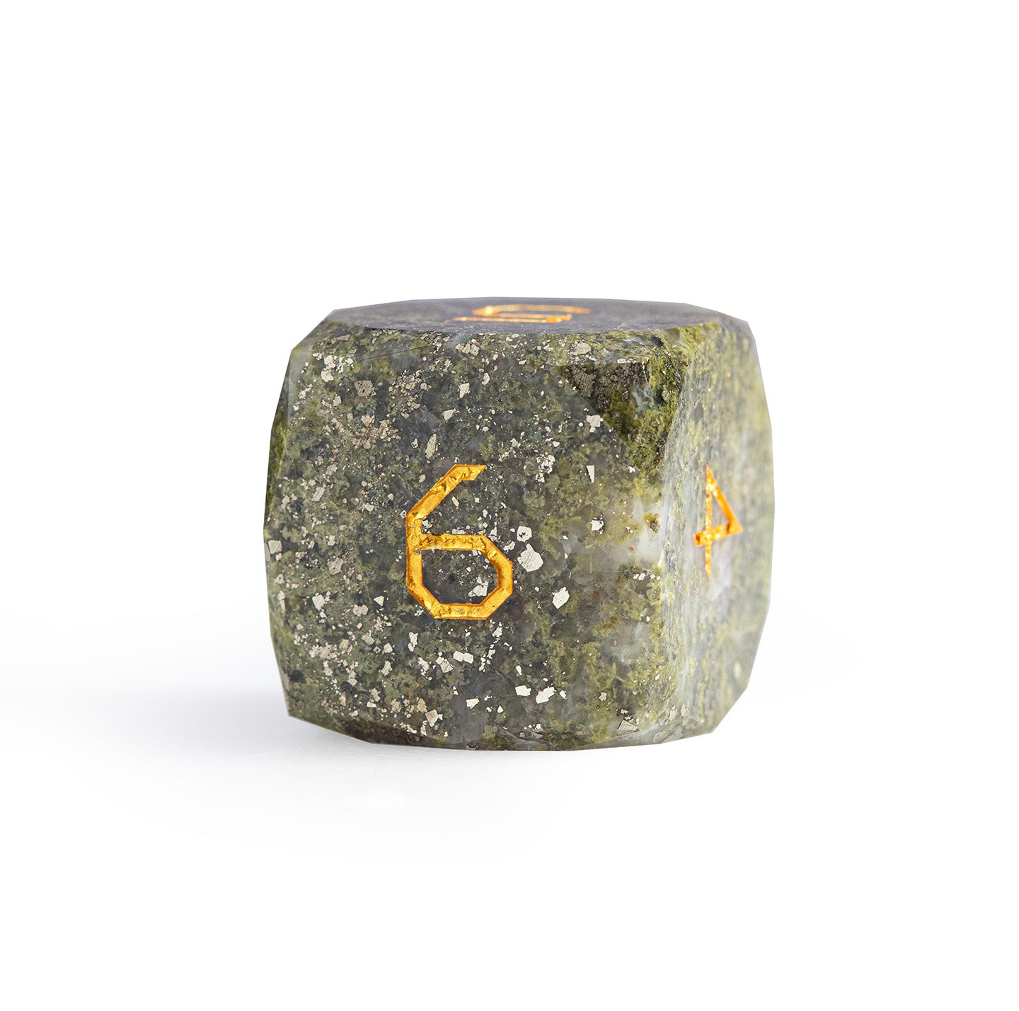 Green Goldstone Diamond-Cut 7-Piece Dice Set