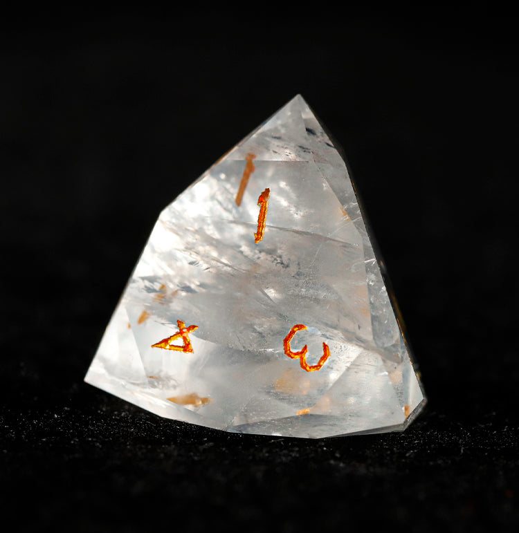 White Glaze Diamond-Cut 7-Piece Dice Set