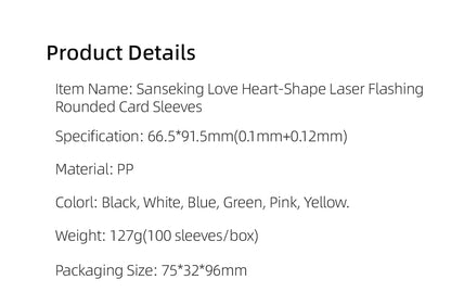 Love Heart-Shape Laser Flashing Rounded Card Sleeves
