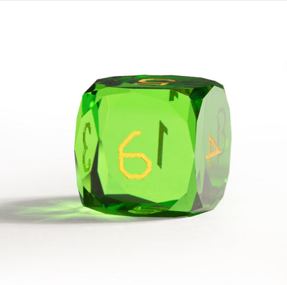 Green Crystal Diamond-Cut 7-Piece Dice Set