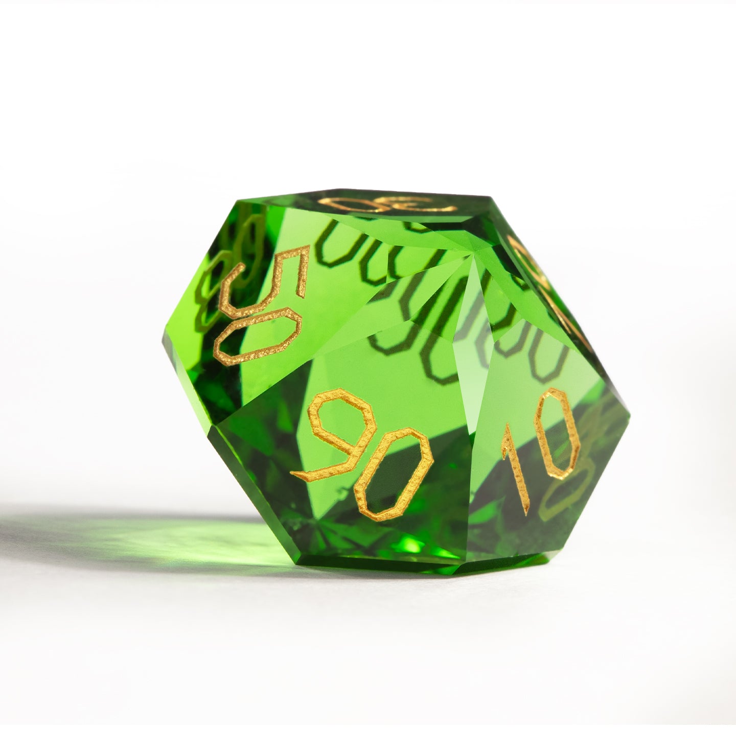 Green Crystal Diamond-Cut 7-Piece Dice Set