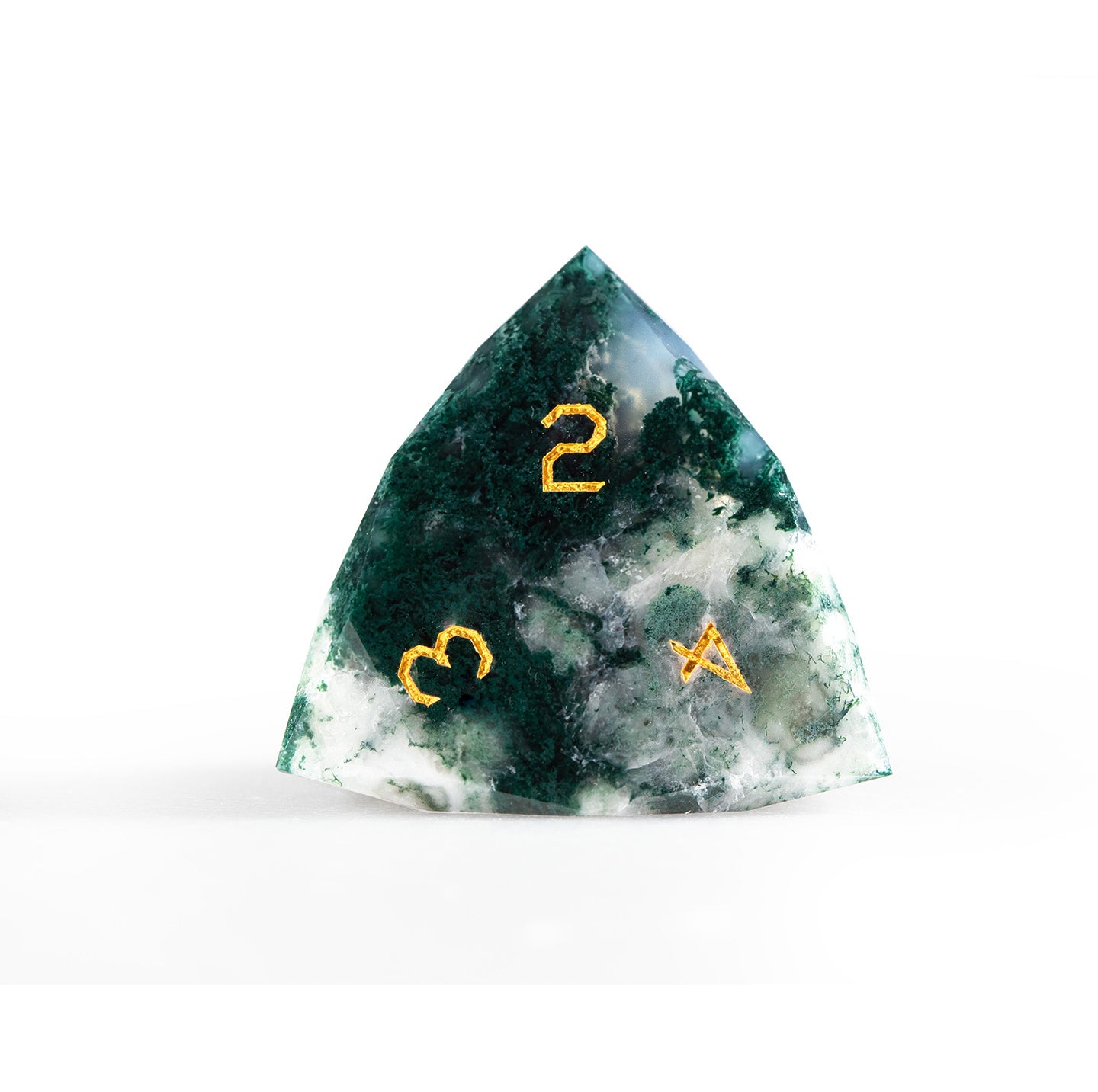 Moss Agate Diamond-Cut 7-Piece Dice Set