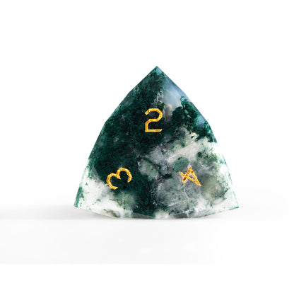 Moss Agate Diamond-Cut 7-Piece Dice Set