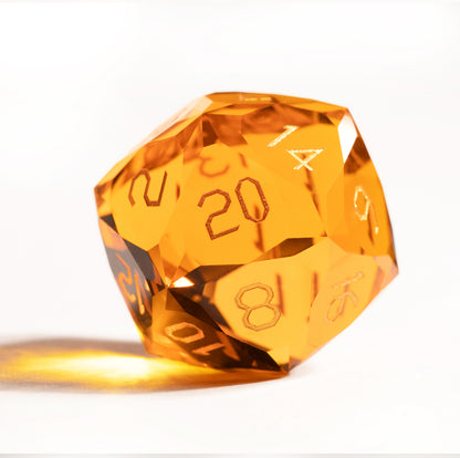 Orange Crystal Diamond-Cut 7-Piece Dice Set