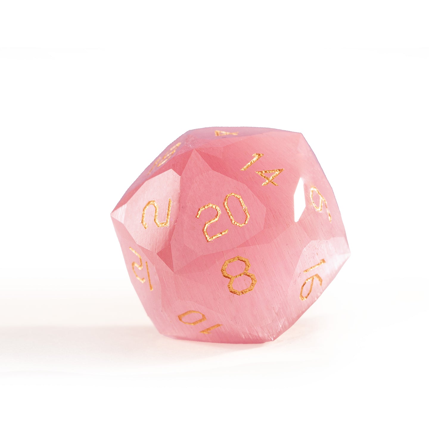 Pink Cat’s Eye Crystal Diamond-Cut 7-Piece Dice Set