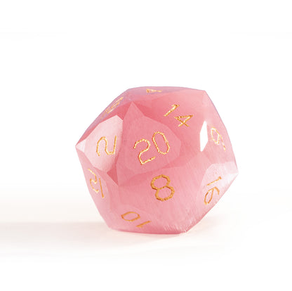 Pink Cat’s Eye Crystal Diamond-Cut 7-Piece Dice Set