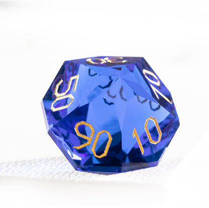 Royal Blue Crystal Diamond-Cut 7-Piece Dice Set