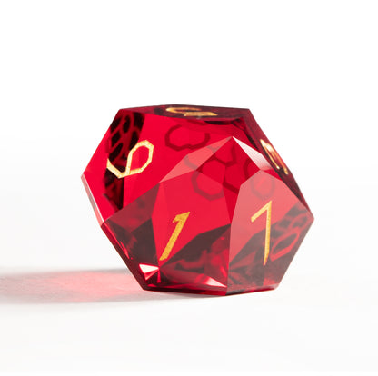 Red Crystal Diamond-Cut 7-Piece Dice Set