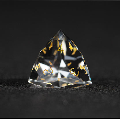 White Glass Diamond-Cut 7-Piece Dice Set