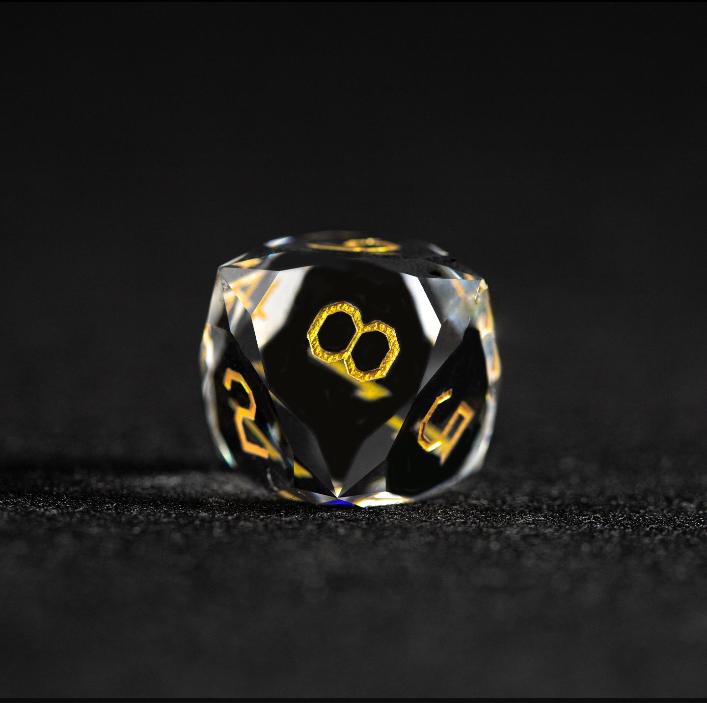 White Glass Diamond-Cut 7-Piece Dice Set