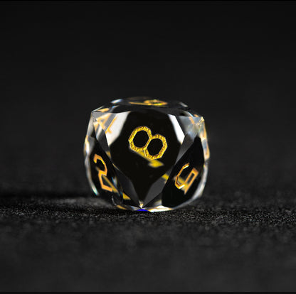 White Glass Diamond-Cut 7-Piece Dice Set
