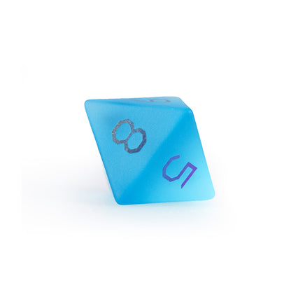 Ocean Blue Plated Glass 7-Piece Polyhedral Dice Set