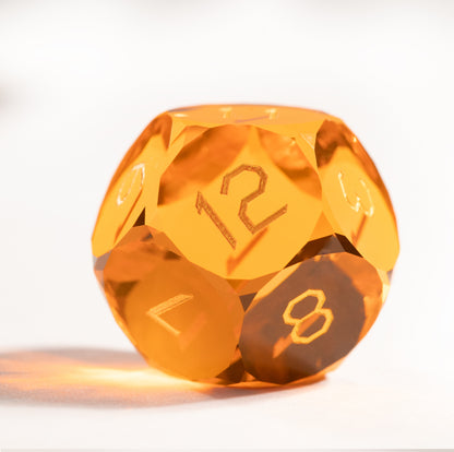 Orange Crystal Diamond-Cut 7-Piece Dice Set