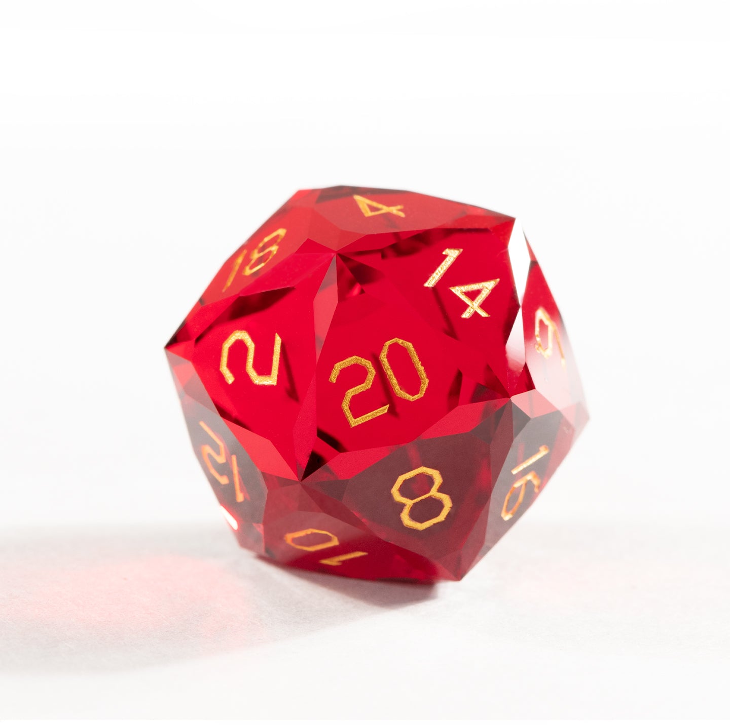 Red Crystal Diamond-Cut 7-Piece Dice Set
