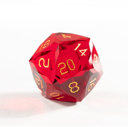 Red Crystal Diamond-Cut 7-Piece Dice Set