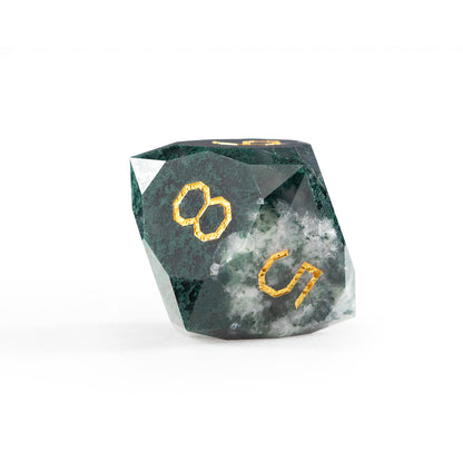 Moss Agate Diamond-Cut 7-Piece Dice Set