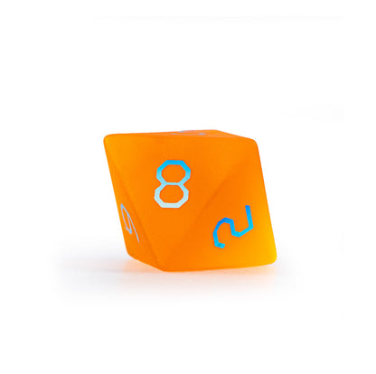 Amber Orange Plated Glass 7-Piece Polyhedral Dice Set