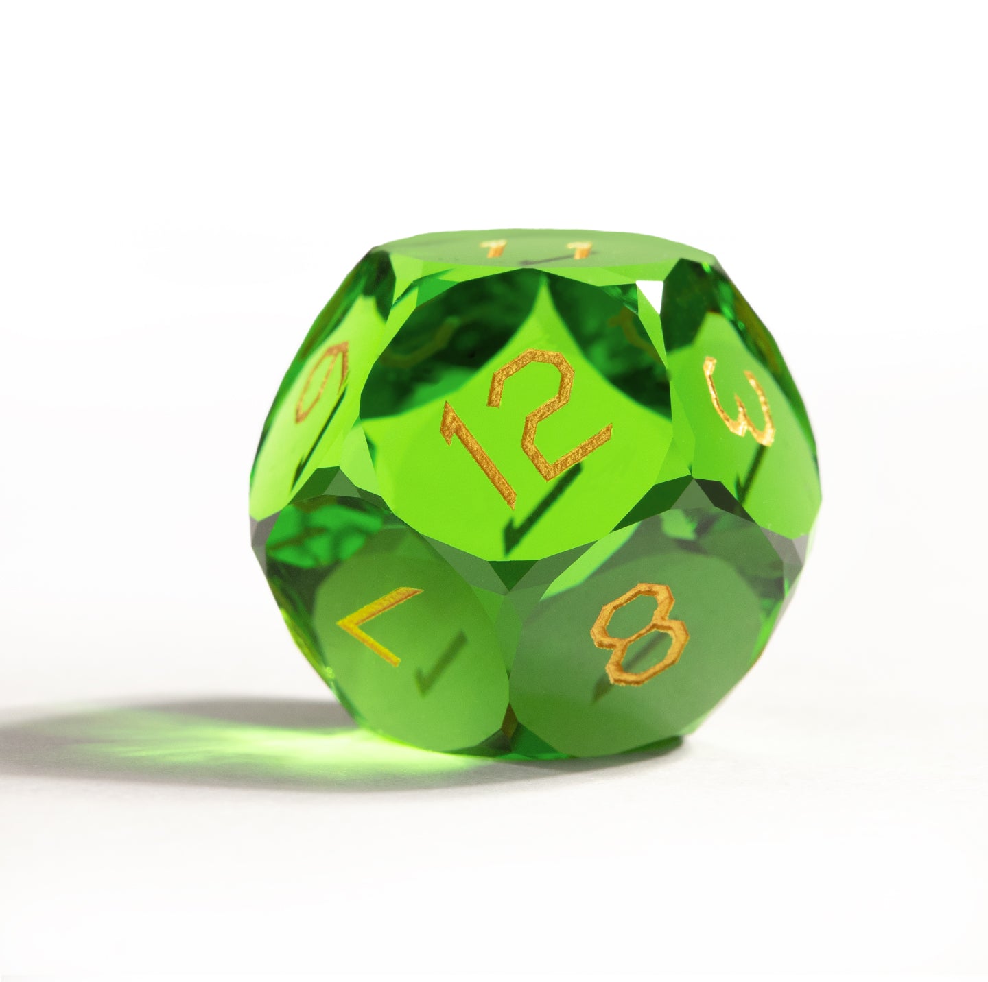 Green Crystal Diamond-Cut 7-Piece Dice Set