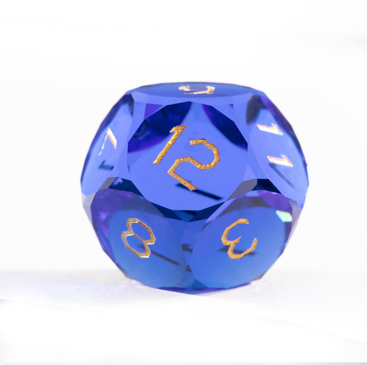 Royal Blue Crystal Diamond-Cut 7-Piece Dice Set