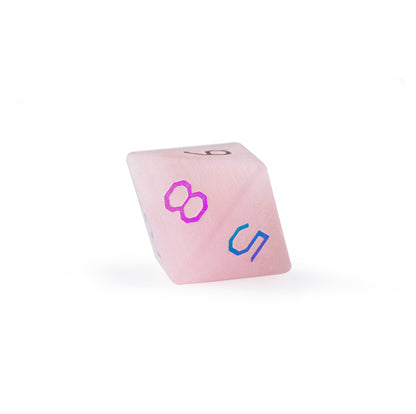 Pink Cat’s Eye Plated 7-Piece Polyhedral Dice Set