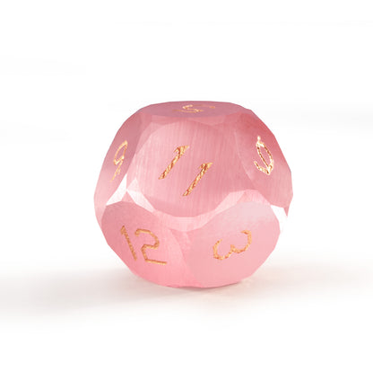 Pink Cat’s Eye Crystal Diamond-Cut 7-Piece Dice Set