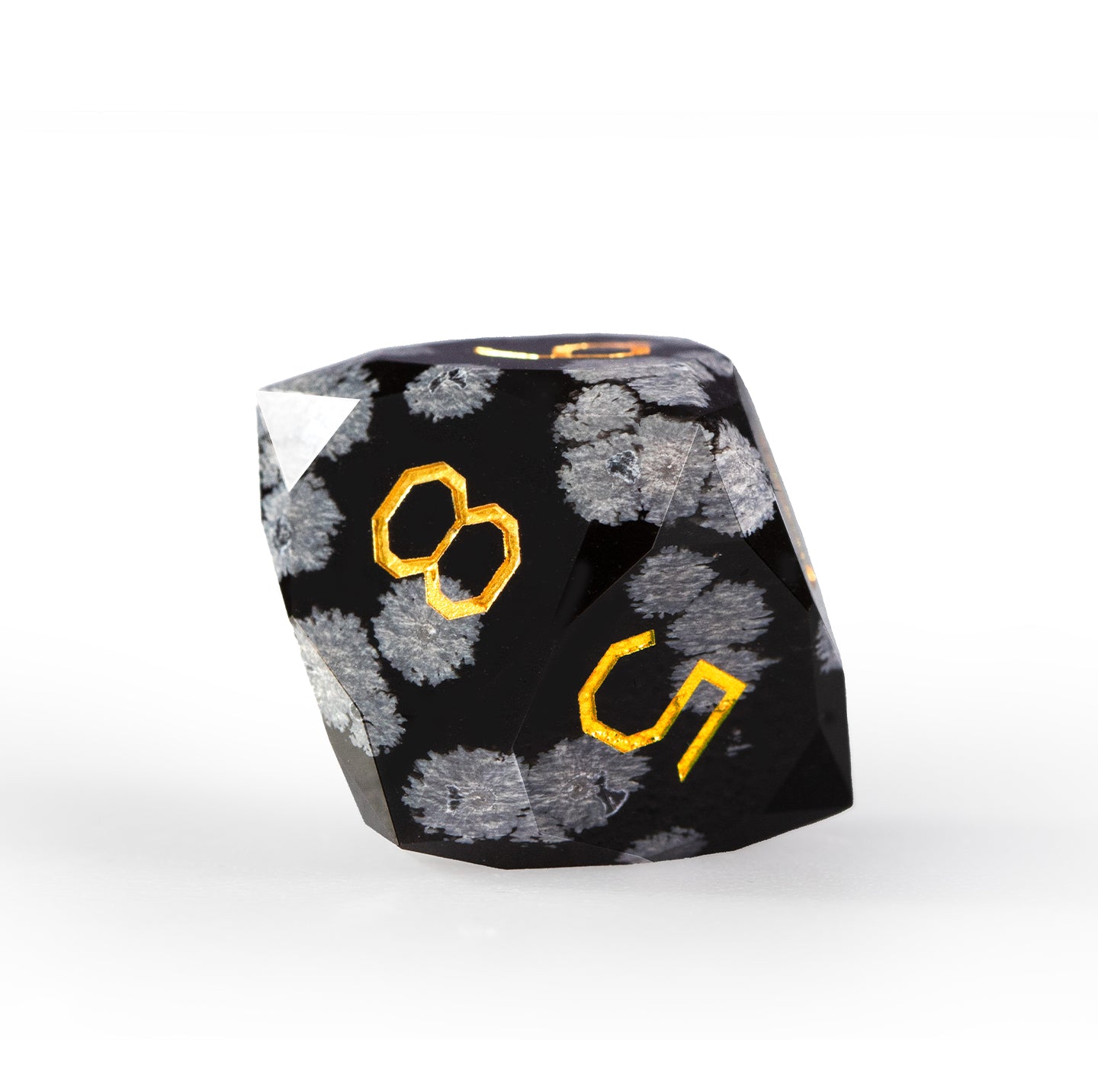 Snowflake Obsidian Diamond-Cut 7-Piece Dice Set