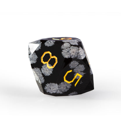 Snowflake Obsidian Diamond-Cut 7-Piece Dice Set