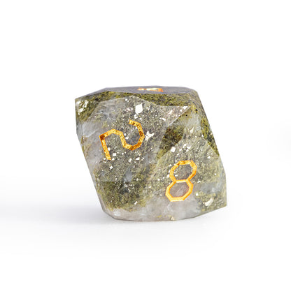 Green Goldstone Diamond-Cut 7-Piece Dice Set