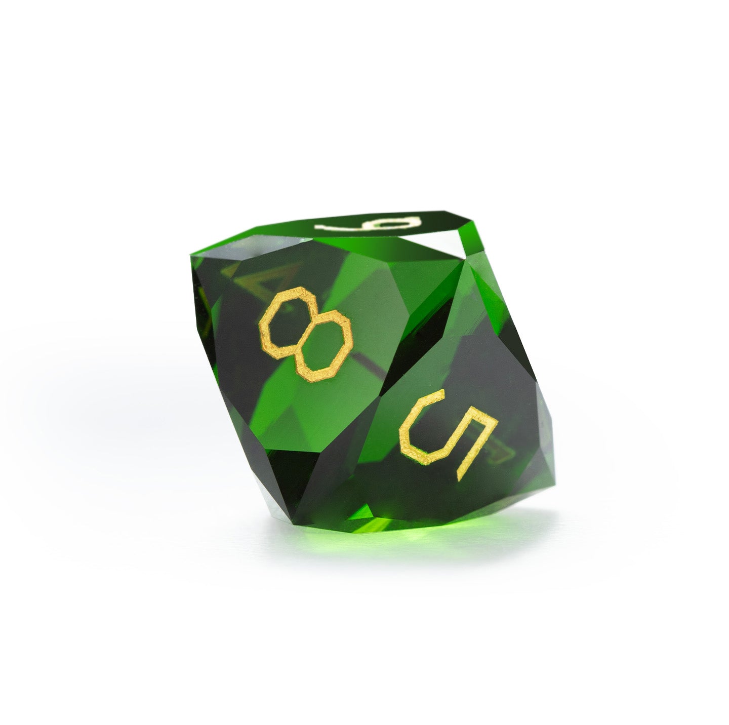 Olive Green Crystal Diamond-Cut 7-Piece Dice Set