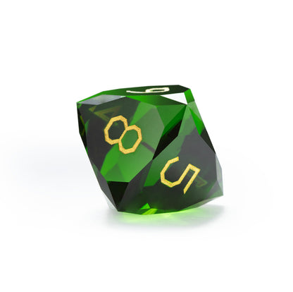 Olive Green Crystal Diamond-Cut 7-Piece Dice Set