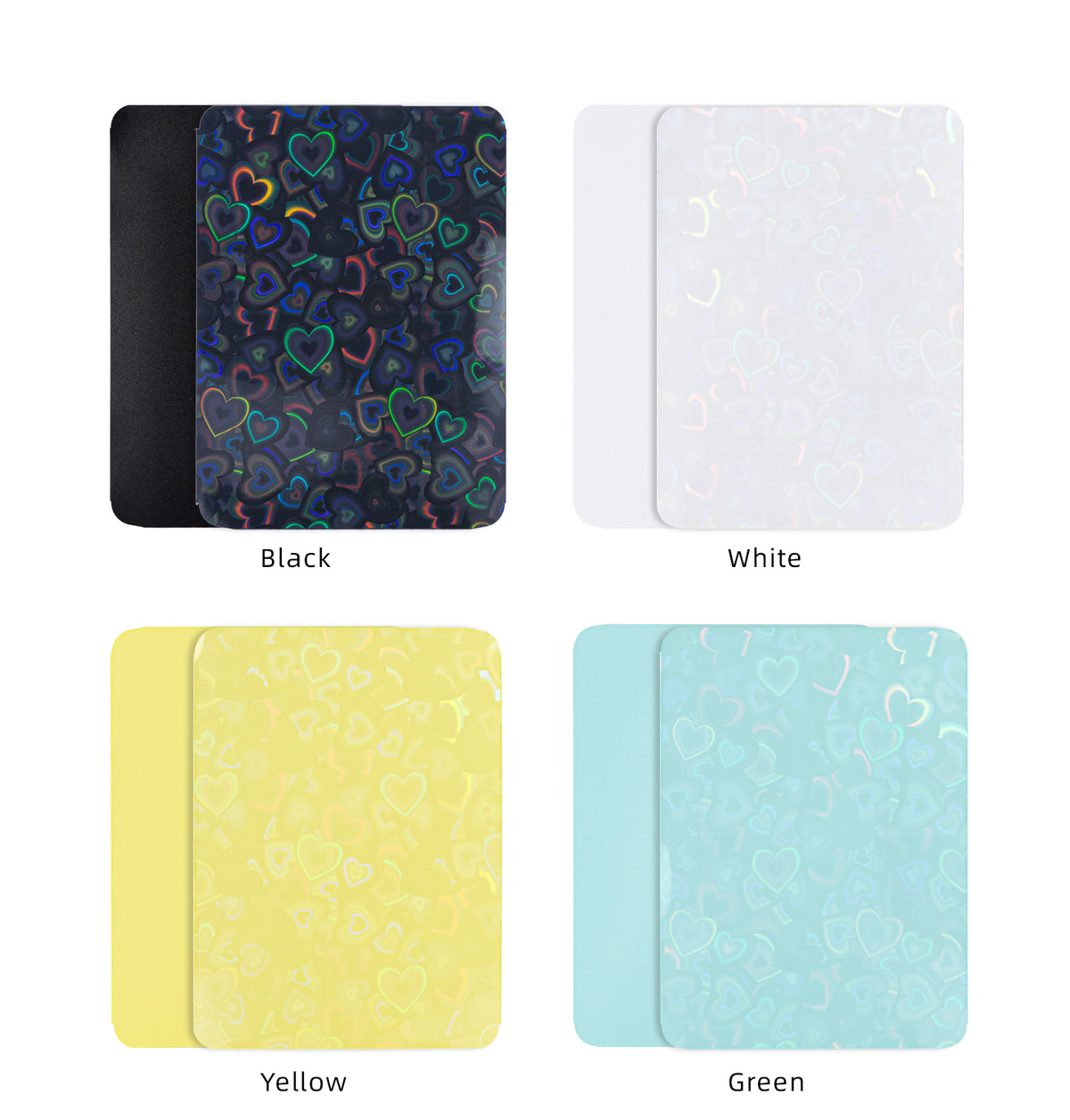 Love Heart-Shape Laser Flashing Rounded Card Sleeves