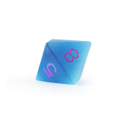 Ocean Blue Cat’s Eye Plated 7-Piece Polyhedral Dice Set