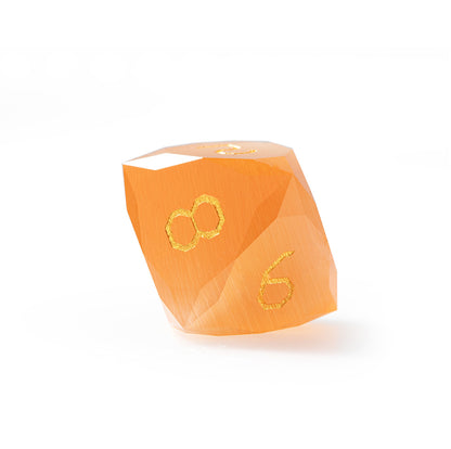 Amber Cat’s Eye Crystal Diamond-Cut 7-Piece Dice Set